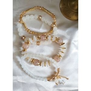 4 Set of Pink Gold White Bracelets
